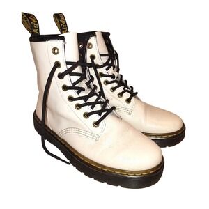 Dr. Martens ZAVALA 1460 White Leather Lace Up Combat Boots Womens 6 M Excellent